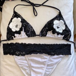 Embellished Black & White Bikini